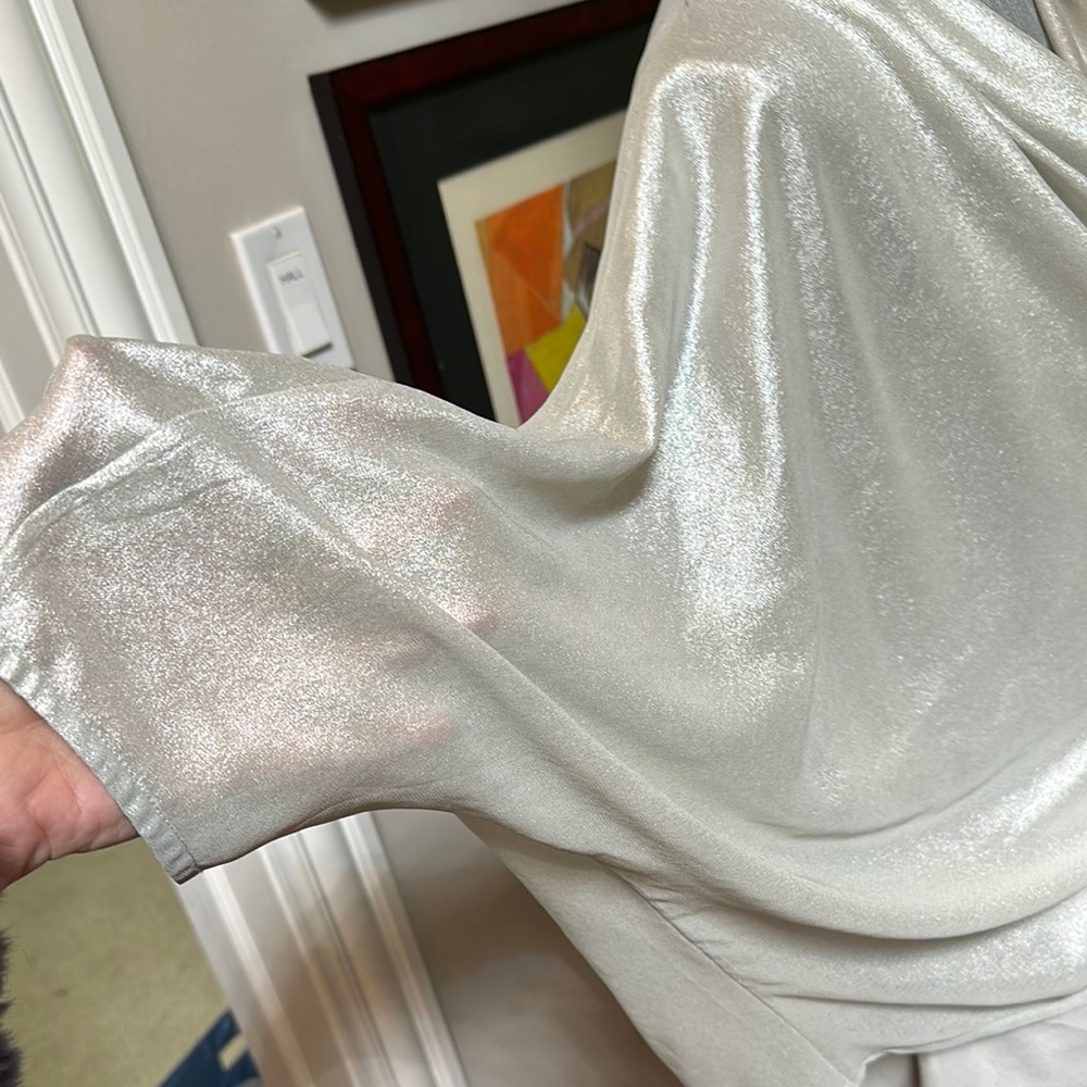 Ted Baker London Silver Draped 3/4 Sleeve Blouse - Picture 9 of 9